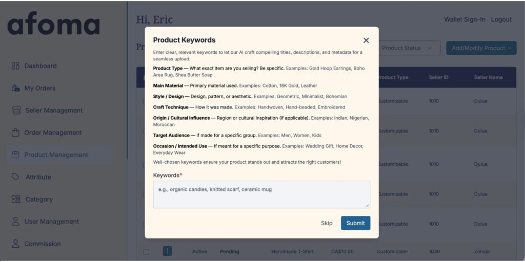 Image of AFOMA's AI Listing Tool